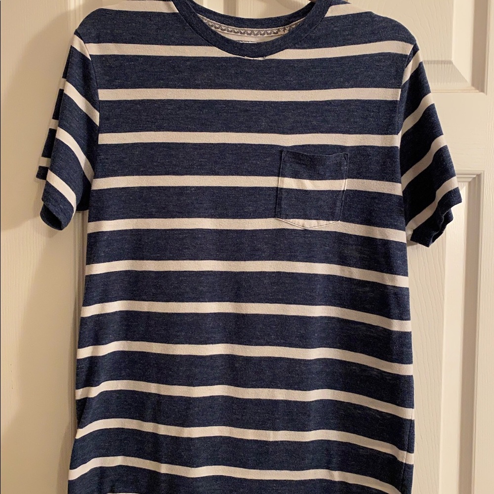 ON THE BYAS Navy and White Pocket Tee